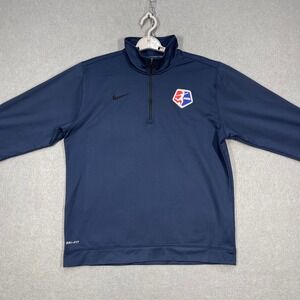 NWSL Soccer Pullover Men Large Navy Blue Long Sleeve 1/4 Zip Jacket Training Top